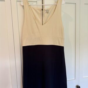 J. Crew Cream and Navy Midi Dress Size 12